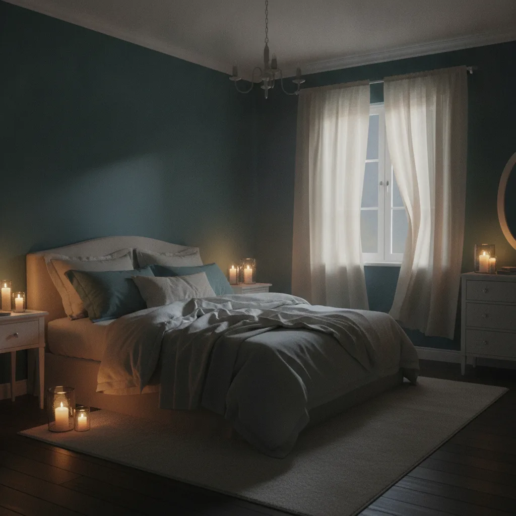 Serene bedroom in soft moonlight