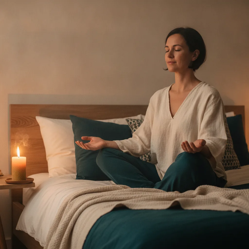 Woman in candlelight doing breathwork